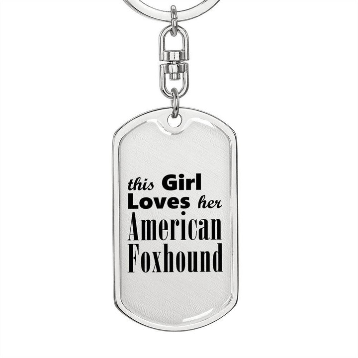 This Girl Loves American Foxhound Dog Tag Pendant Keychain Gift For Women