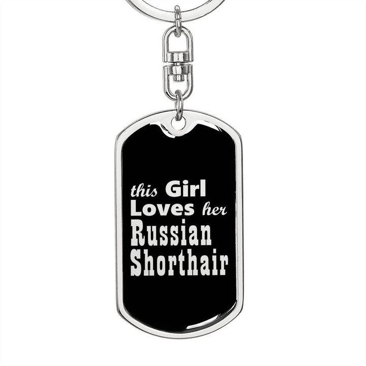 This Girl Loves Russian Shorthair Dog Tag Pendant Keychain Gift For Women