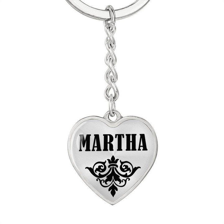 Stainless Heart Pendant Keychain Gift For Girl Name Martha