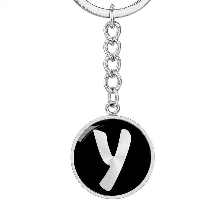 Stainless Circle Pendant Keychain Gift For Girl Who Named Initial Y