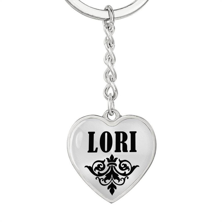Stainless Heart Pendant Keychain Gift For Girl Name Lori