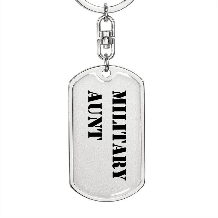 Military Aunt Stainless Dog Tag Pendant Keychain Gift For Women