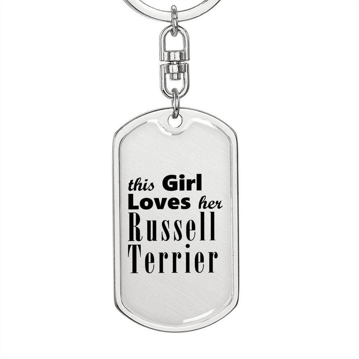This Girl Loves Russell Terrier Stainless Dog Tag Pendant Keychain Gift For Women