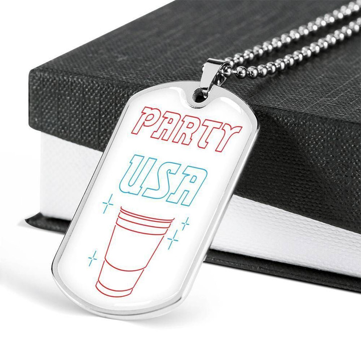 Party USA Stainless Dog Tag Pendant Necklace Gift For Men