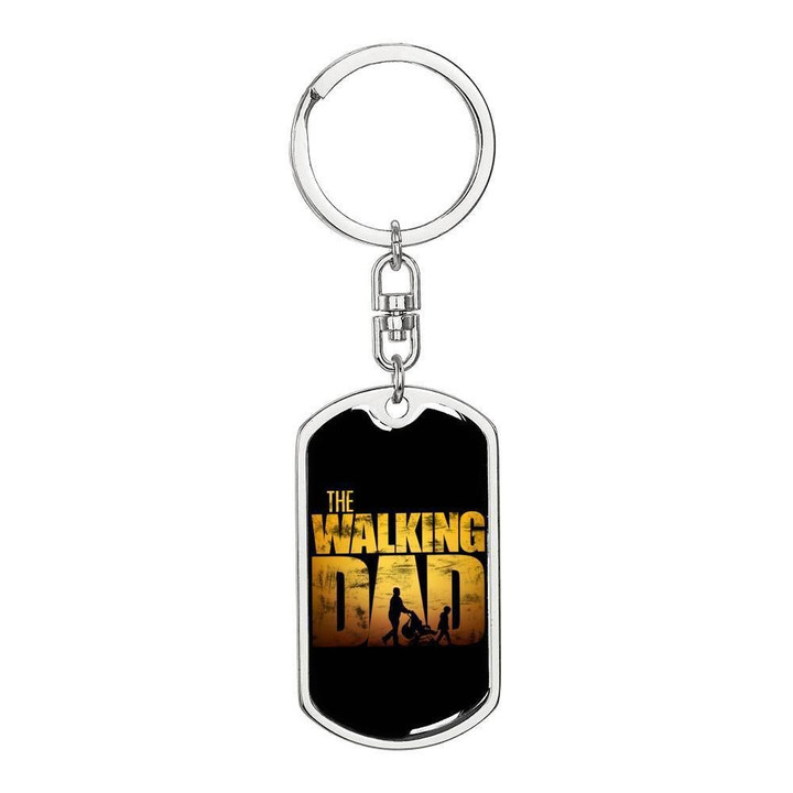 The Walking Dad Dog Tag Pendant Keychain Gift For Dad