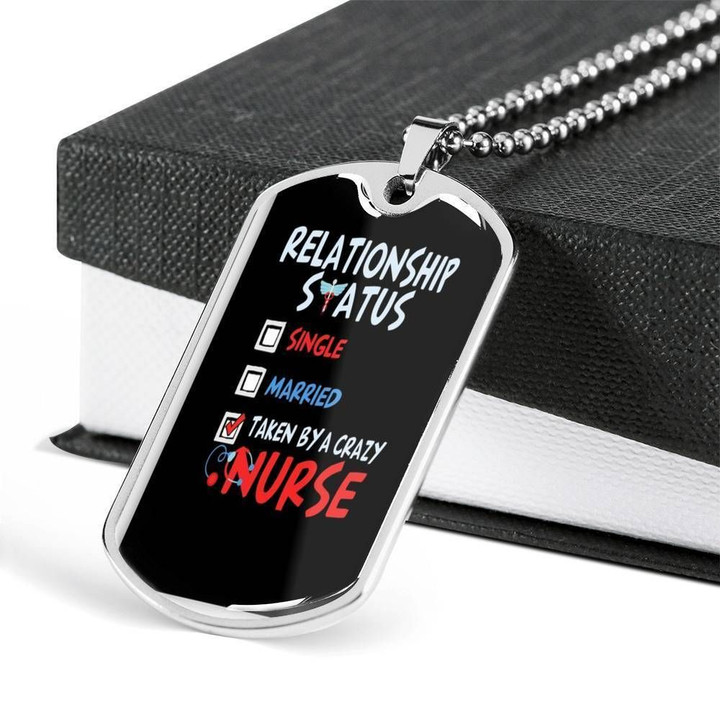 Relationship Status Nurse Gift For Nurse Stainless Dog Tag Necklace