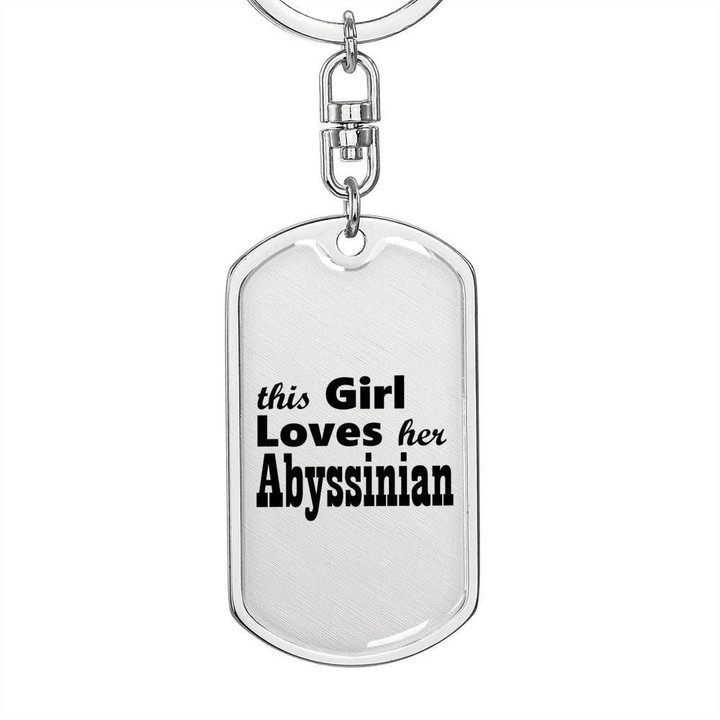 This Girl Loves Abyssinian Dog Tag Pendant Keychain Gift For Women