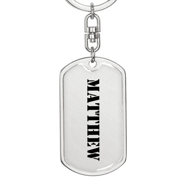 Stainless Dog Tag Pendant Keychain Gift For Men Name Matthew