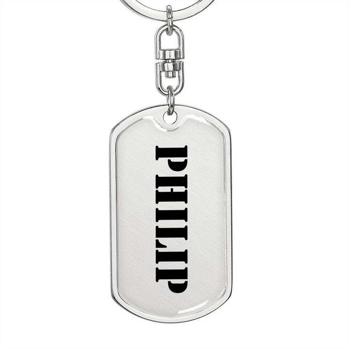 Stainless Dog Tag Pendant Keychain Gift For Men Name Philip
