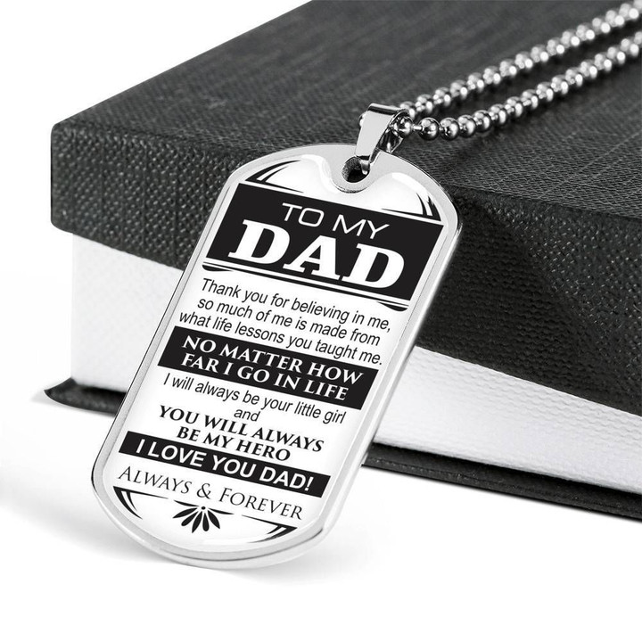 Thank For Believing In Me Dog Tag Necklace Gift For Dad