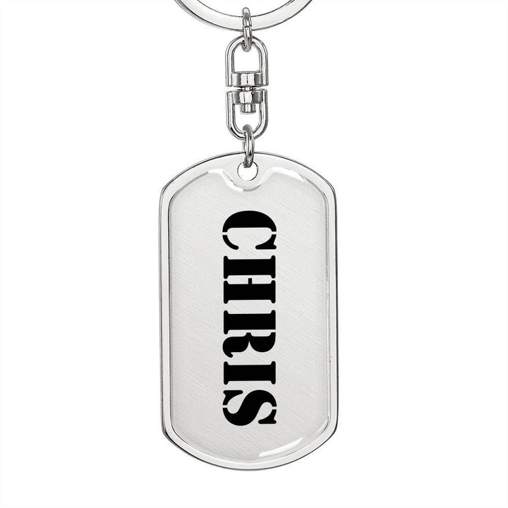 Stainless Dog Tag Pendant Keychain Gift For Men Name Chris