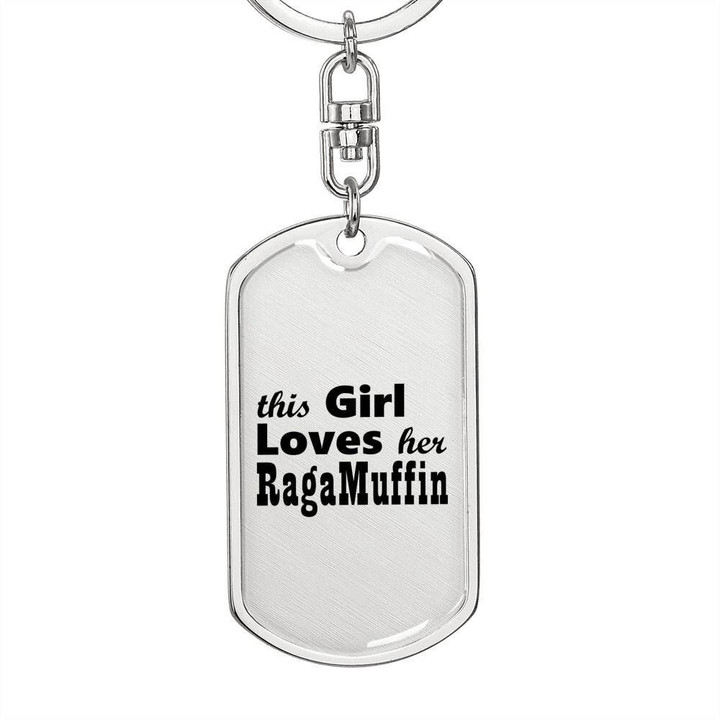 This Girl Loves Raga Muffin Stainless Dog Tag Pendant Keychain Gift For Women
