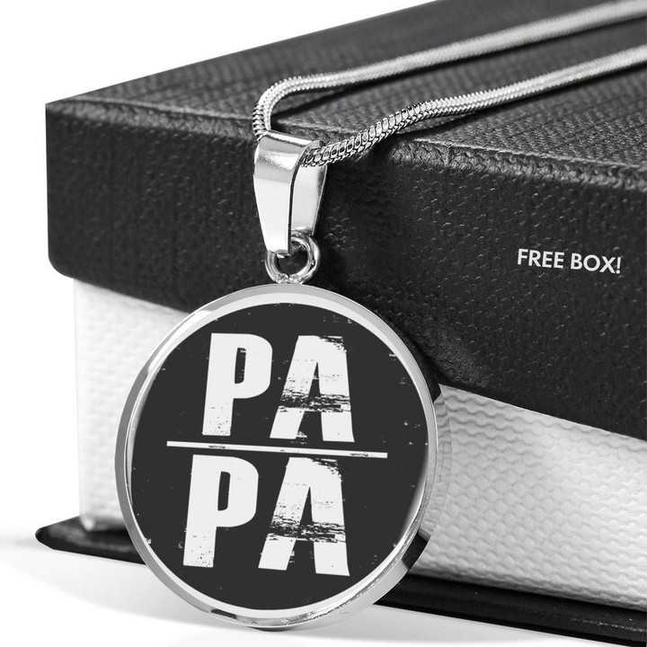 Papa Is Cool Stainless Circle Pendant Necklace Gift For Men