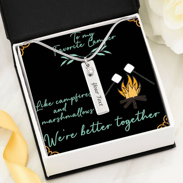 We're Better Together Birthstone Name Bar Necklace Gift For Hers