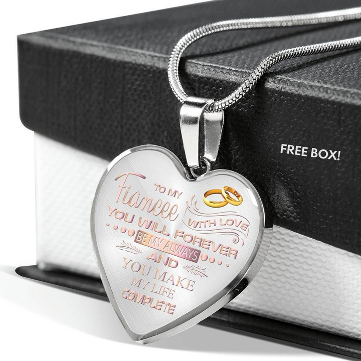 With Love You Will Forever Stainless Heart Pendant Necklace Gift For Fiancee