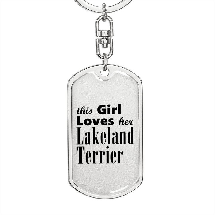 This Girl Loves Lakeland Terrier Dog Tag Pendant Keychain Gift For Women
