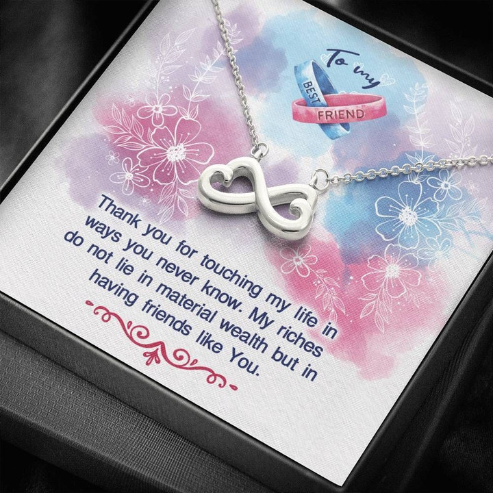 Thank For Touching My Life Heaven Infinity Heart Necklace Gift For Friend Best Friend
