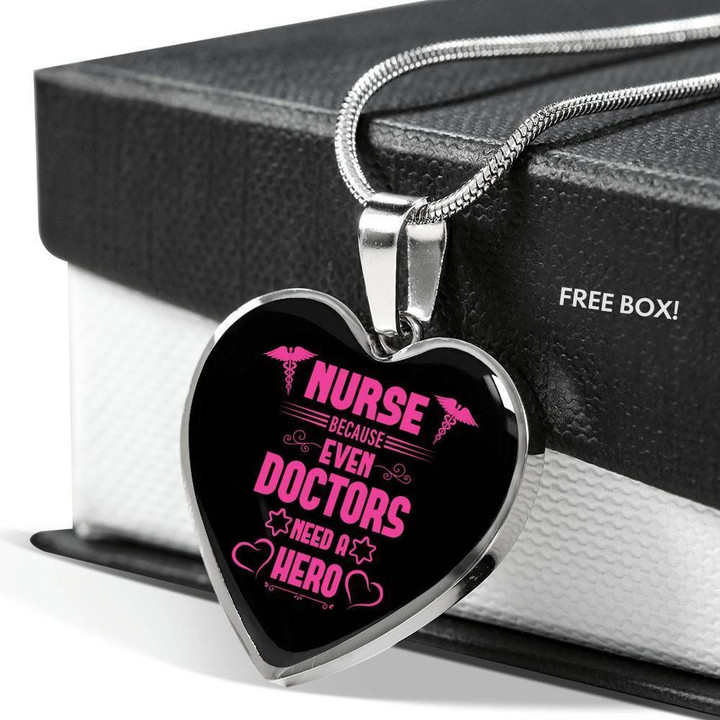 Nurses Are Hero Stainless Heart Pendant Necklace Gift For Nurse
