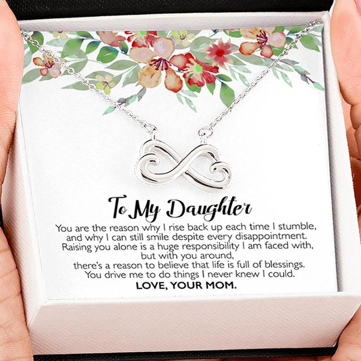 You Drive Me To Do Things Gift For Daughter 14K White Gold Infinity Heart Necklace
