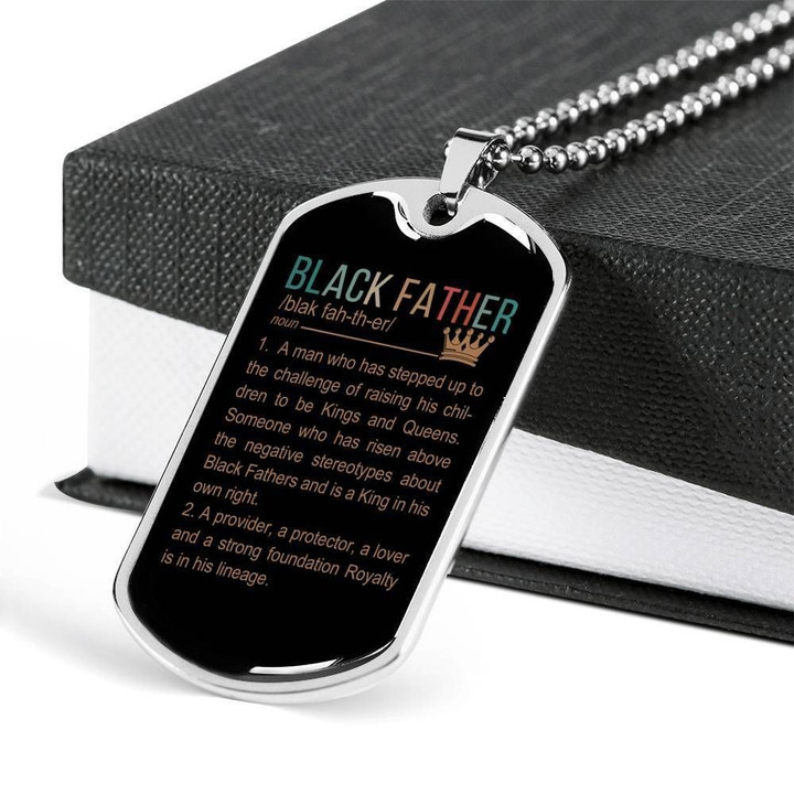 The Definition Of Black Father Stainless Dog Tag Pendant Necklace Gift For Men