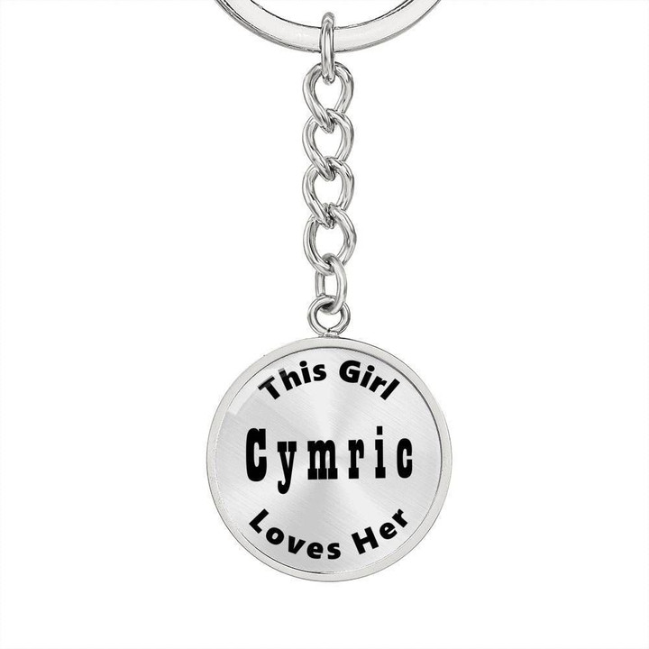 This Girl Loves Her Cymric Circle Pendant Keychain Gift For Cats Lovers