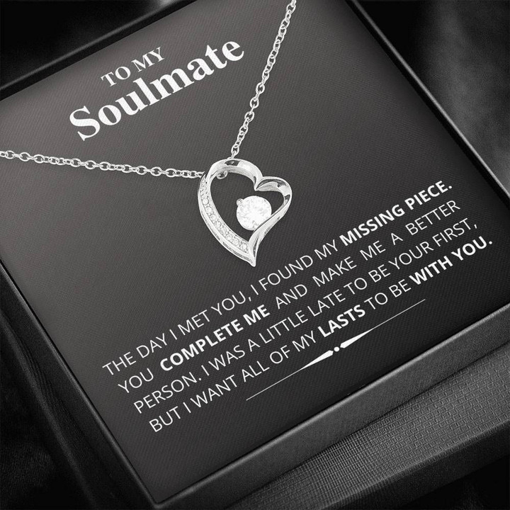 My Missing Piece 14K White Gold Forever Love Necklace Soulmate Gift For Her