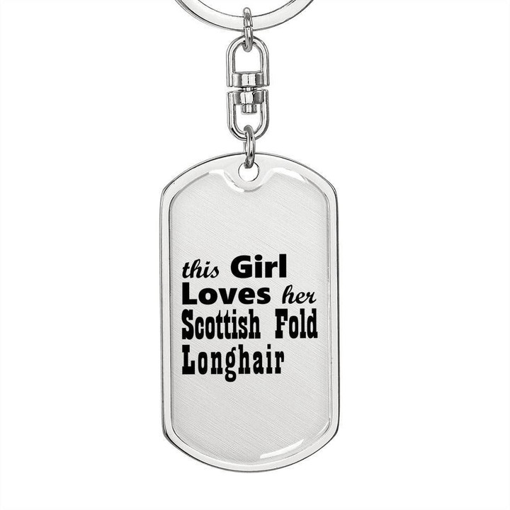 This Girl Loves Scottish Fold Longhair Dog Tag Pendant Keychain Gift For Women