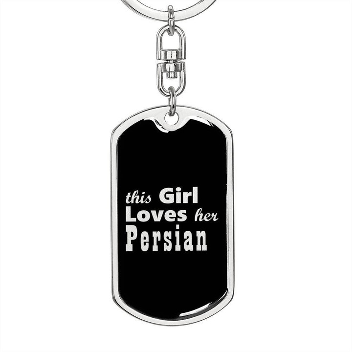 Persian Stainless Dog Tag Pendant Keychain Gift For Cat Lovers