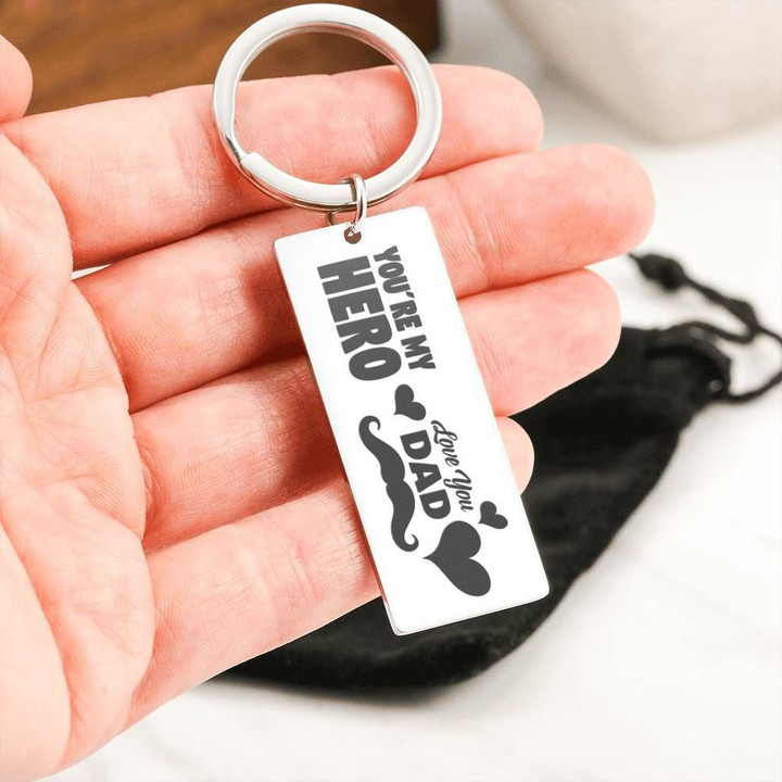 You Are My Hero Engraved Keyring Gift For Dad
