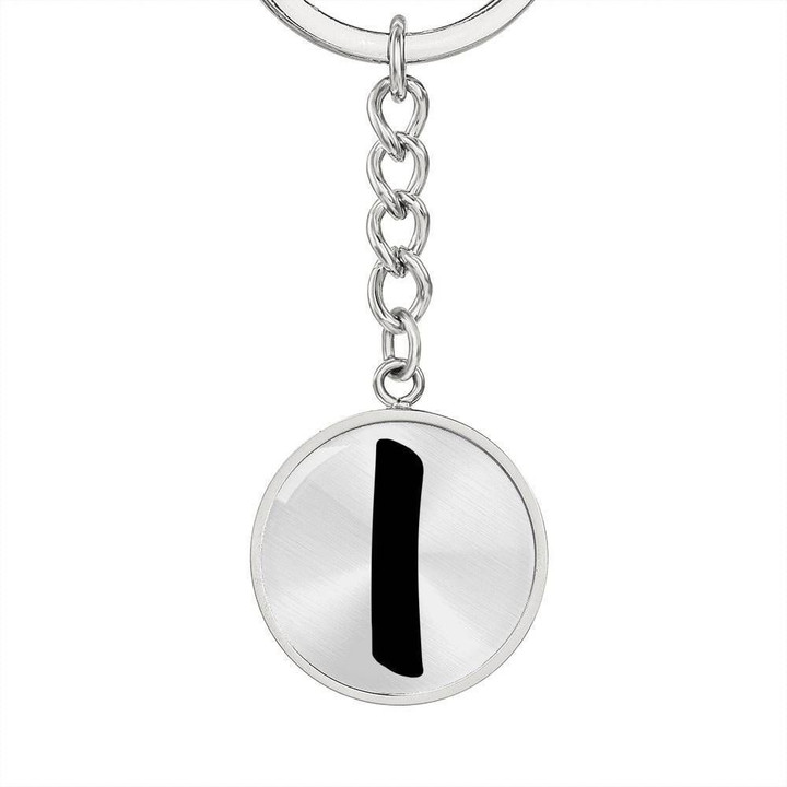 Stainless Circle Pendant Keychain Gift For Girl Who Named Initial I