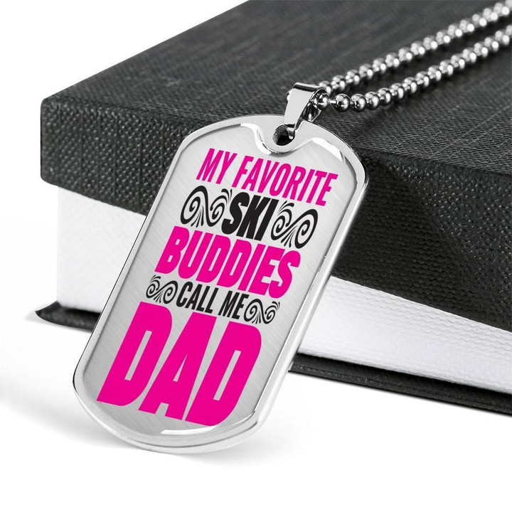 My Favorite Ski Buddies Dog Tag Necklace Gift For Dad