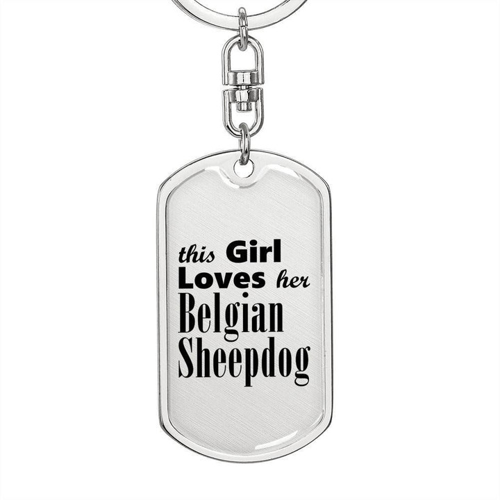 This Girl Loves Her Belgian Sheepdog Stainless Dog Tag Pendant Keychain Gift For Women