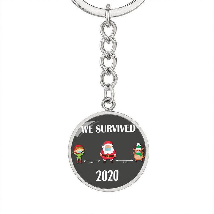 We Survived 2020 Circle Pendant Keychain Gift For People