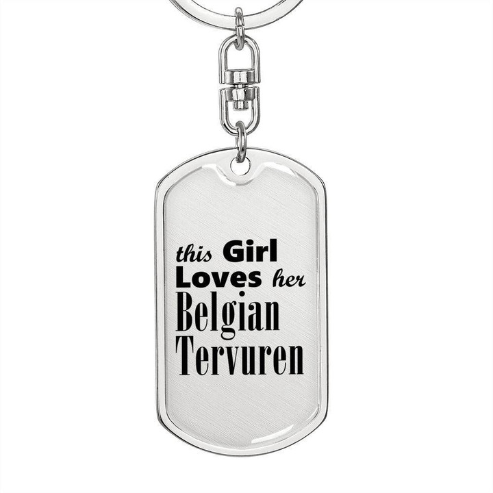 This Girl Loves Belgian Tervuren Stainless Dog Tag Pendant Keychain Gift For Women