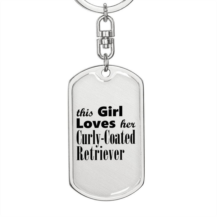 This Girl Loves Her Curly Coated Retriever Stainless Dog Tag Pendant Keychain Gift For Women