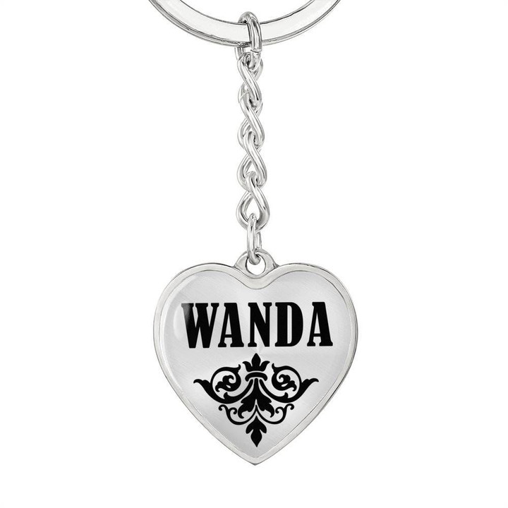 Stainless Heart Pendant Keychain Gift For Girl Name Wanda