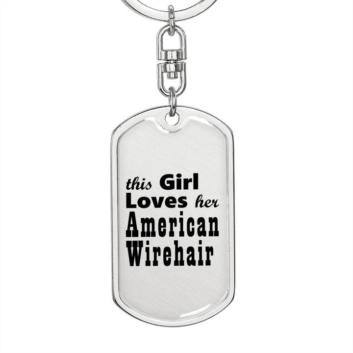 This Girl Loves American Wirehair Dog Tag Pendant Keychain Gift For Women