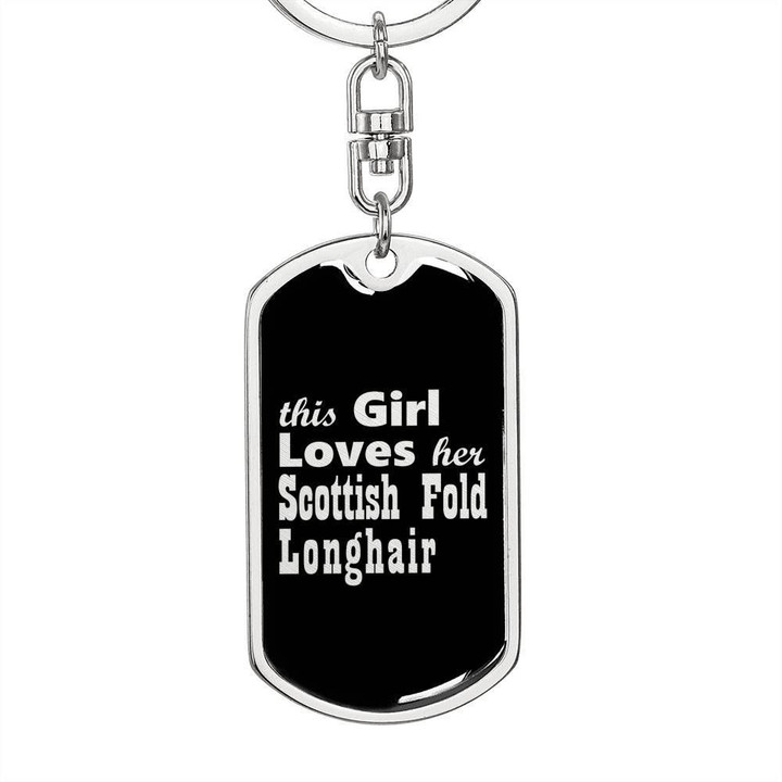 Scottish Fold Longhair Stainless Dog Tag Pendant Keychain Gift For Cat Lovers