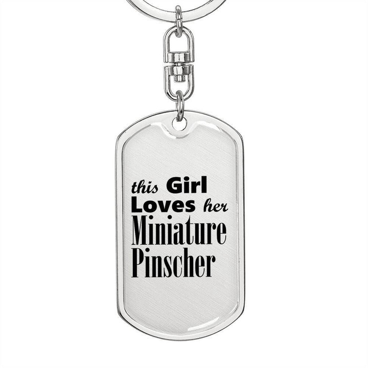 This Girl Loves Miniature Pinscher Stainless Dog Tag Pendant Keychain Gift For Women