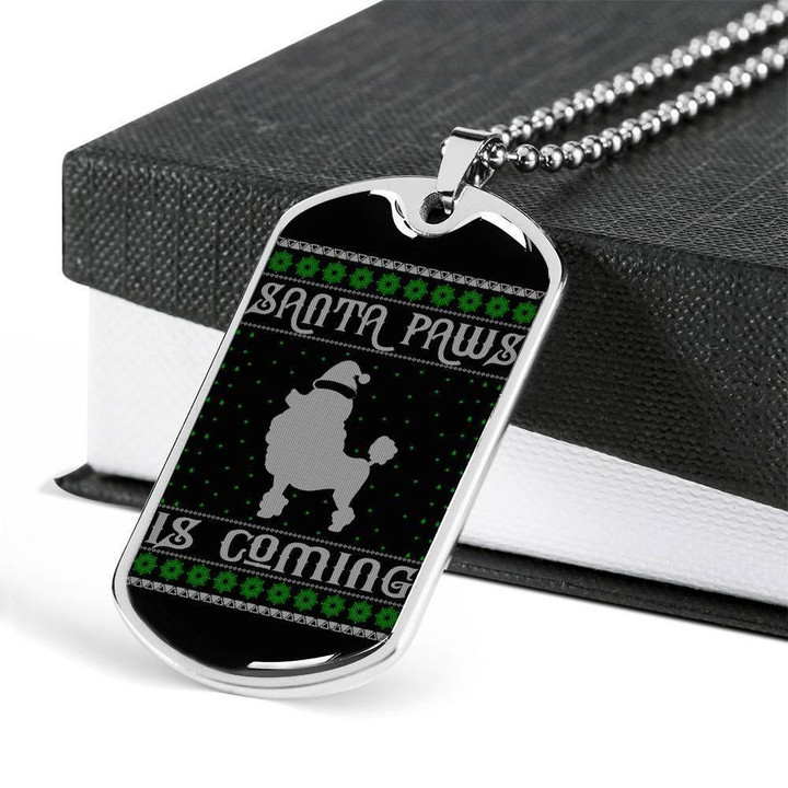 Santa Paws Is Coming Dog Tag Necklace Christmas Gift For Dog Lovers