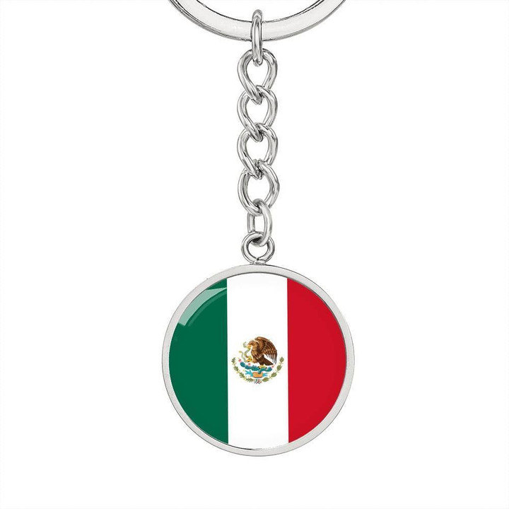 Mexican Flag Circle Pendant Keychain Gift