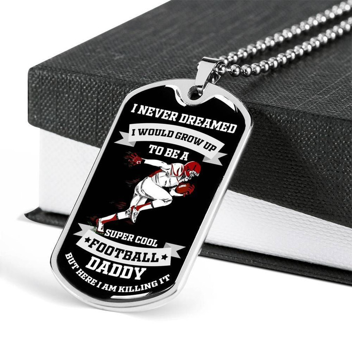 Super Cool Football Daddy Dog Tag Necklace Gift For Dad