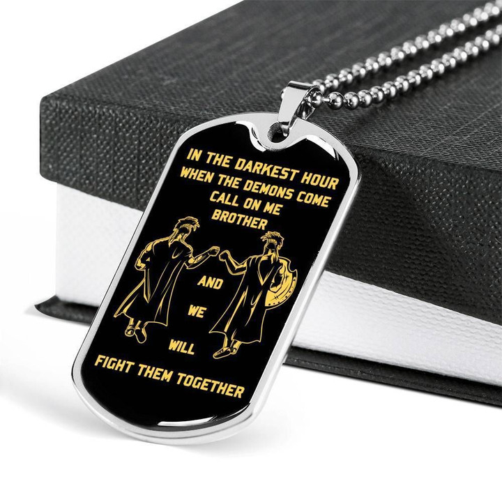 We Will Fight Them Together Stainless Dog Tag Pendant Necklace Gift For Brother