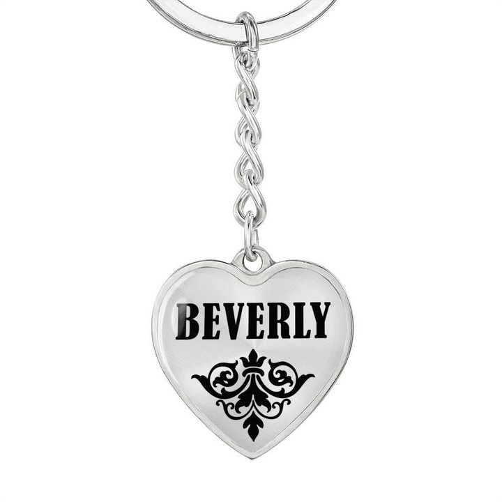 Stainless Heart Pendant Keychain Gift For Girl Name Beverly