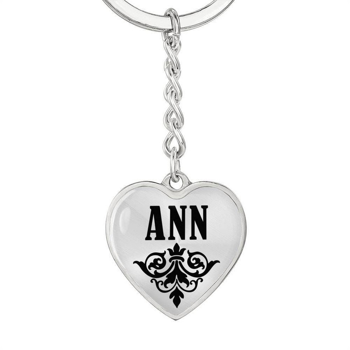 Stainless Heart Pendant Keychain Gift For Girl Name Ann