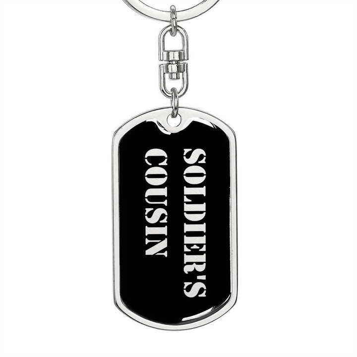 Soldier's Cousin Stainless Dog Tag Pendant Keychain Gift For Men