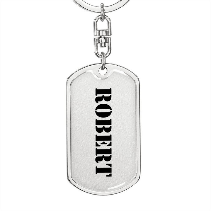 Stainless Dog Tag Pendant Keychain Gift For Men Name Robert