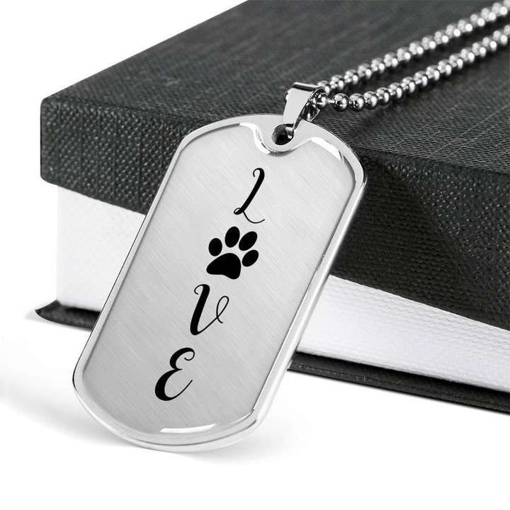 Love For Your Paws Gift For Dog Lovers Stainless Dog Tag Necklace