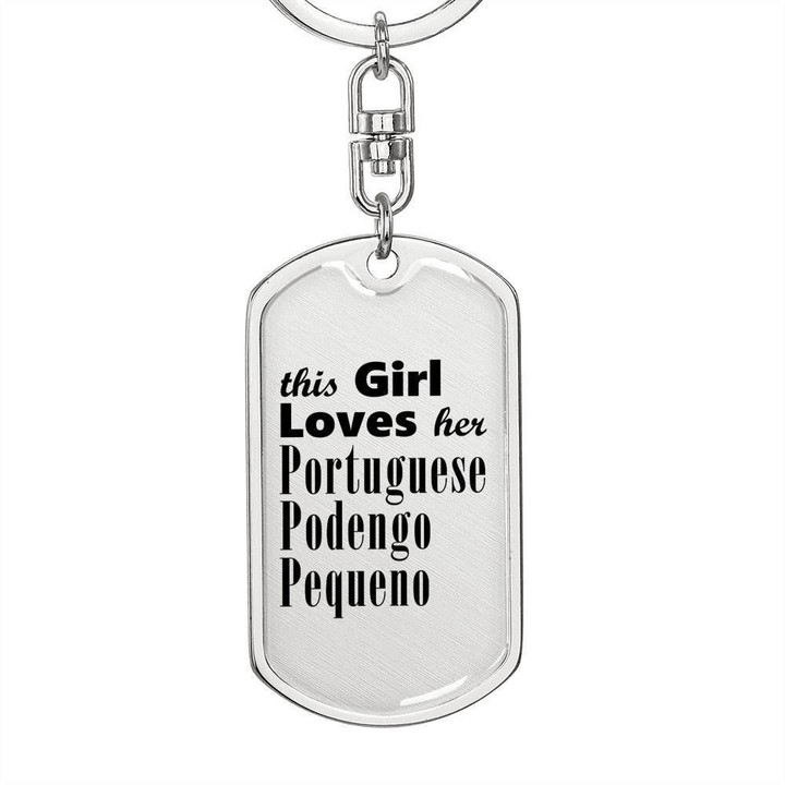 This Girl Loves Portuguese Podengo Pequeno Dog Tag Pendant Keychain Gift For Women