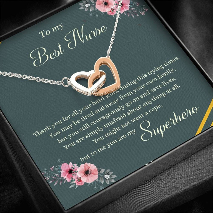 Thank For All Your Hard World Interlocking Hearts Necklace Gift For Nurse